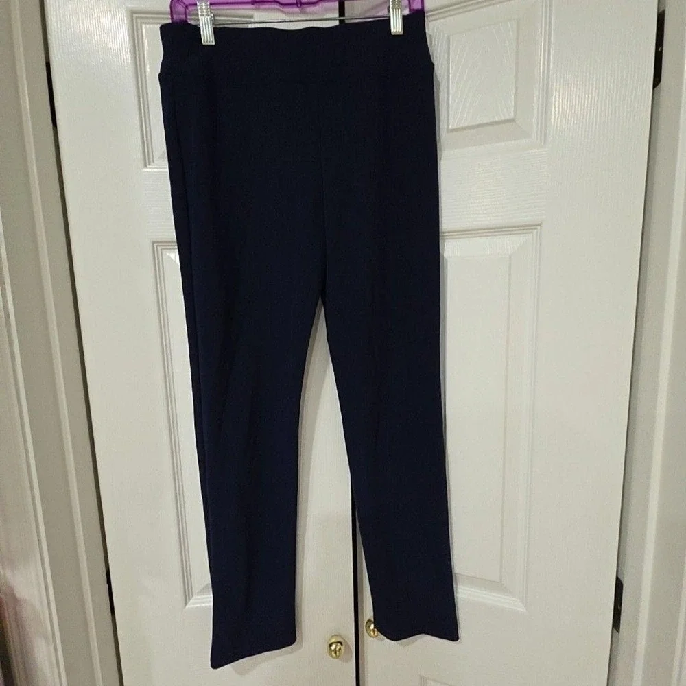 Boston Proper Pantsuit Womens Small Navy Blue Ponte 2 Piece Blazer Pants Stretch